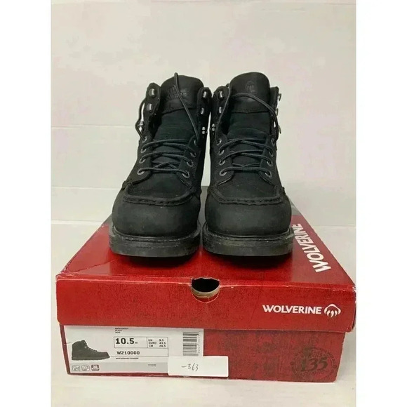 -363 Wolverine Waterproof Black Boots-US 10.5 Mens - Picture 1 of 6